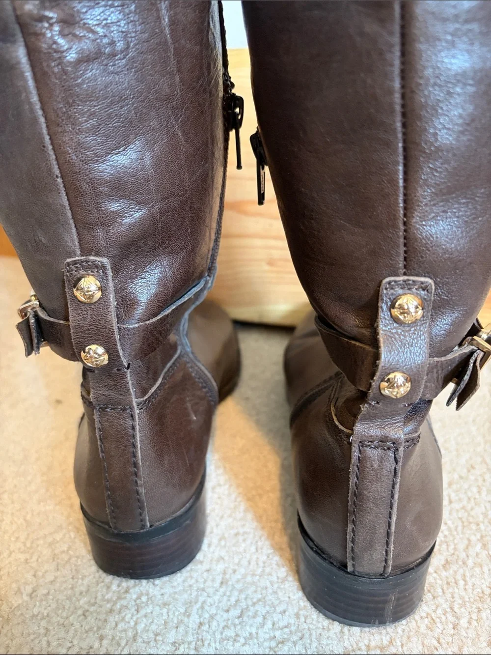 ANTONIO MELANI Tall Leather ln Boots in Dark Brown